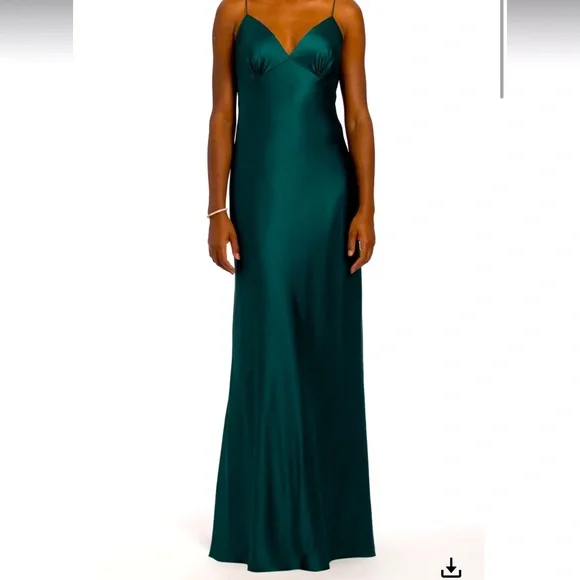 Camille La Vie Dresses Camille La Vie Emerald Satin Cowl Back